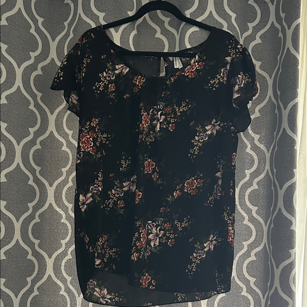 Floral Black Blouse